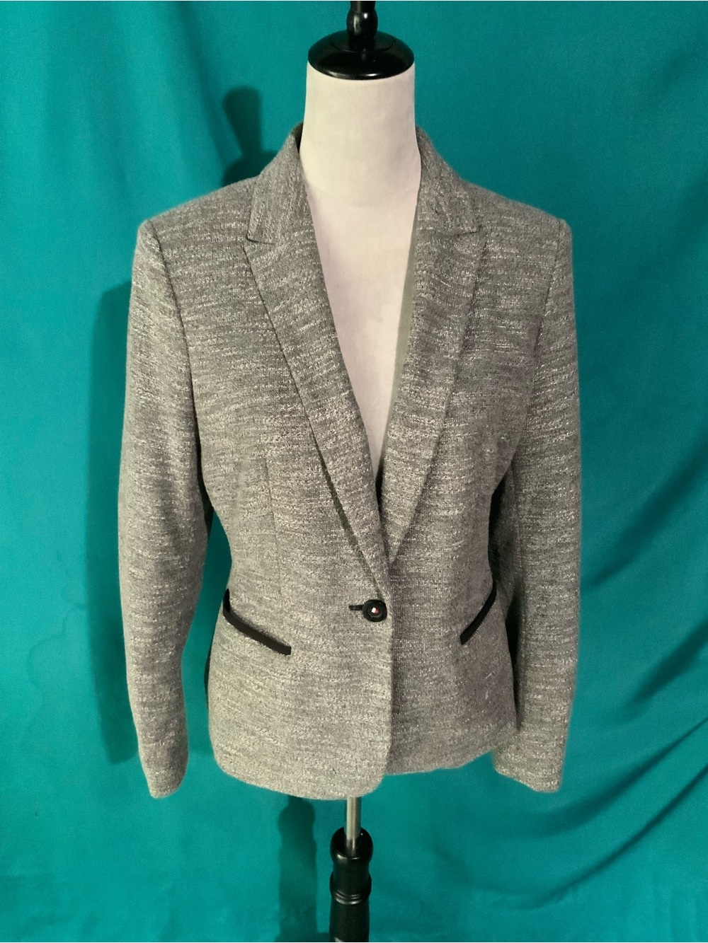 Tommy Hilfiger Heather Gray Marled Tweed Blazer w/Classic Notched Collar